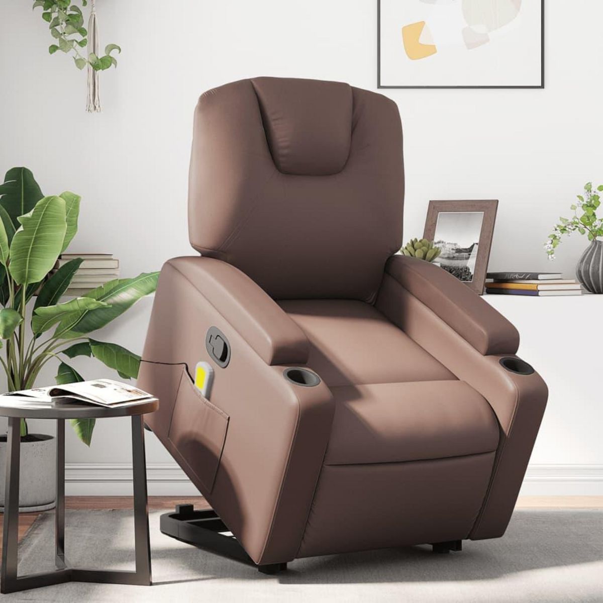 VIDAXL Fauteuil inclinable de massage Marron Similicuir
