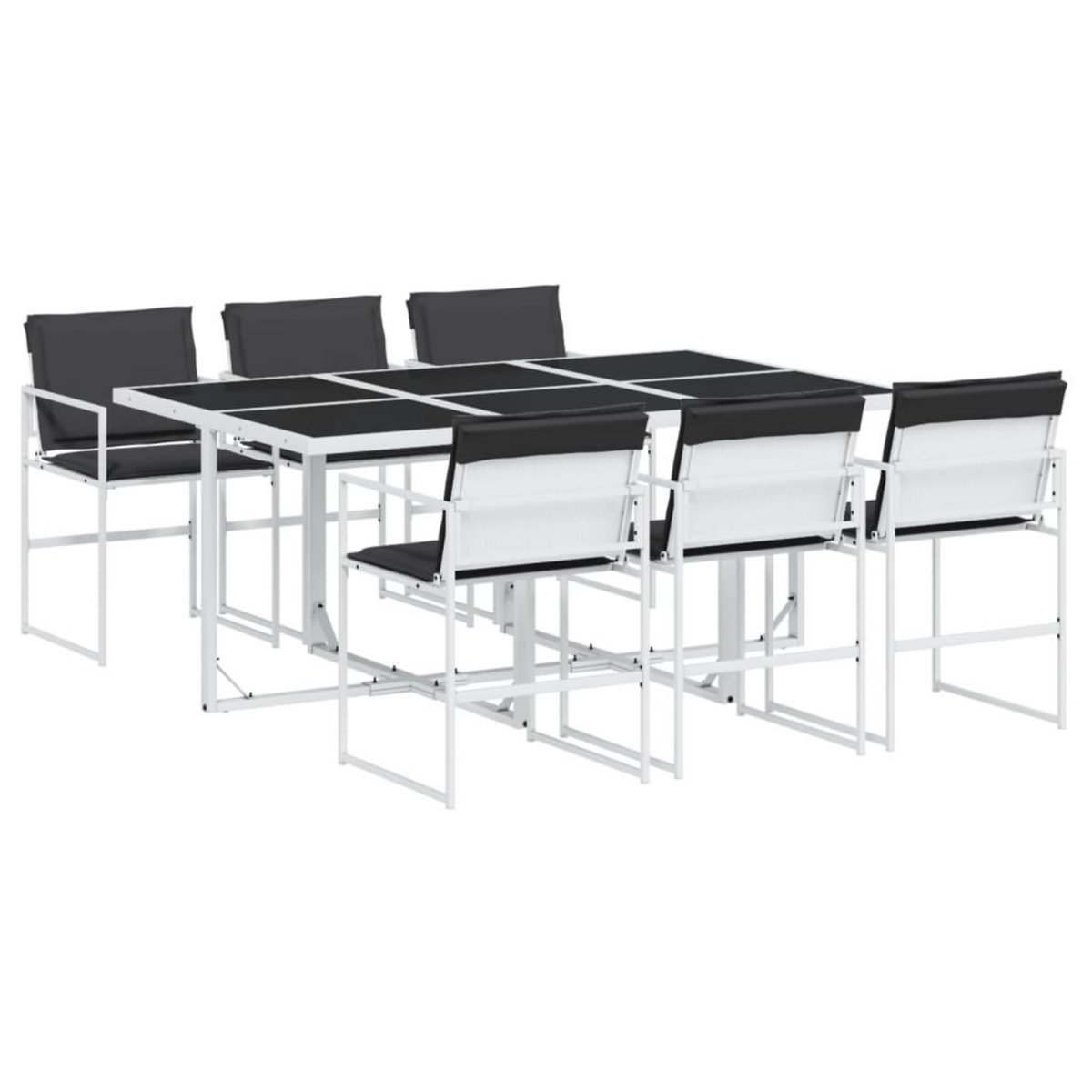 VIDAXL Ensemble a manger de jardin avec coussins 7 pcs blanc textilene