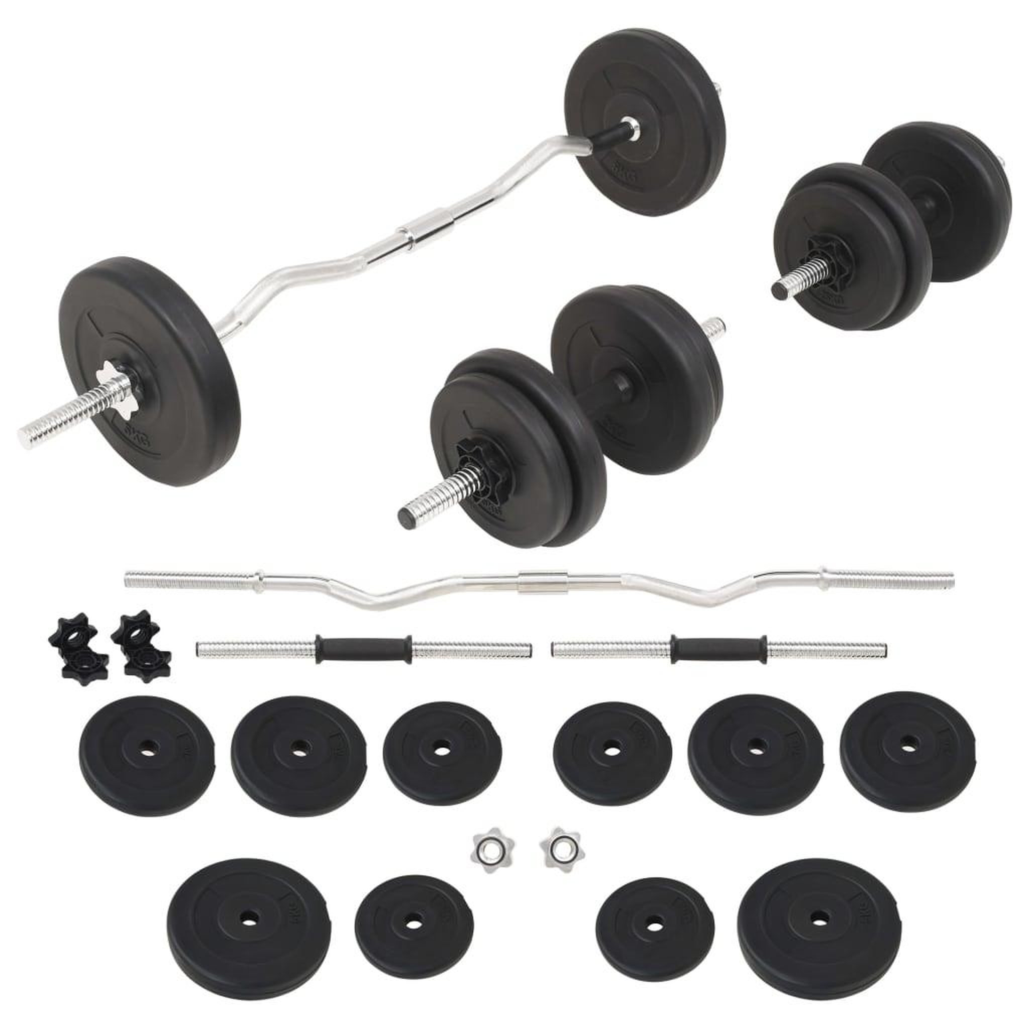 Voir la diapositive 1 : VIDAXL Ensemble d'halteres et barres d'halteres 30 kg