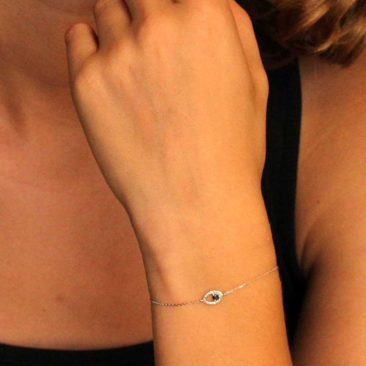 L'ATELIER D'AZUR Bracelet Or Blanc Diamants et Saphir Bleu