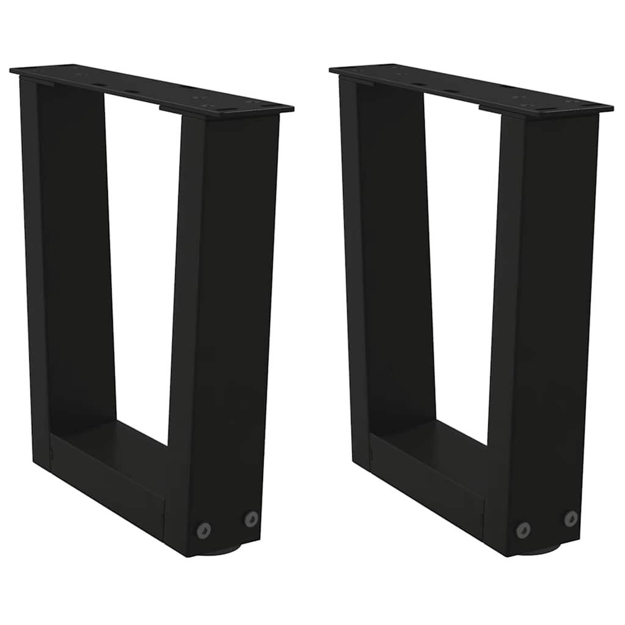 VIDAXL Pieds de table a manger forme V 2 pcs noir 30x(30-31,3)cm acier