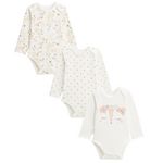 Petit Béguin Lot de 3 bodies bébé manches longues Misty. Coloris disponibles : Beige