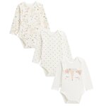 Petit Béguin Lot de 3 bodies bébé manches longues Misty. Coloris disponibles : Beige