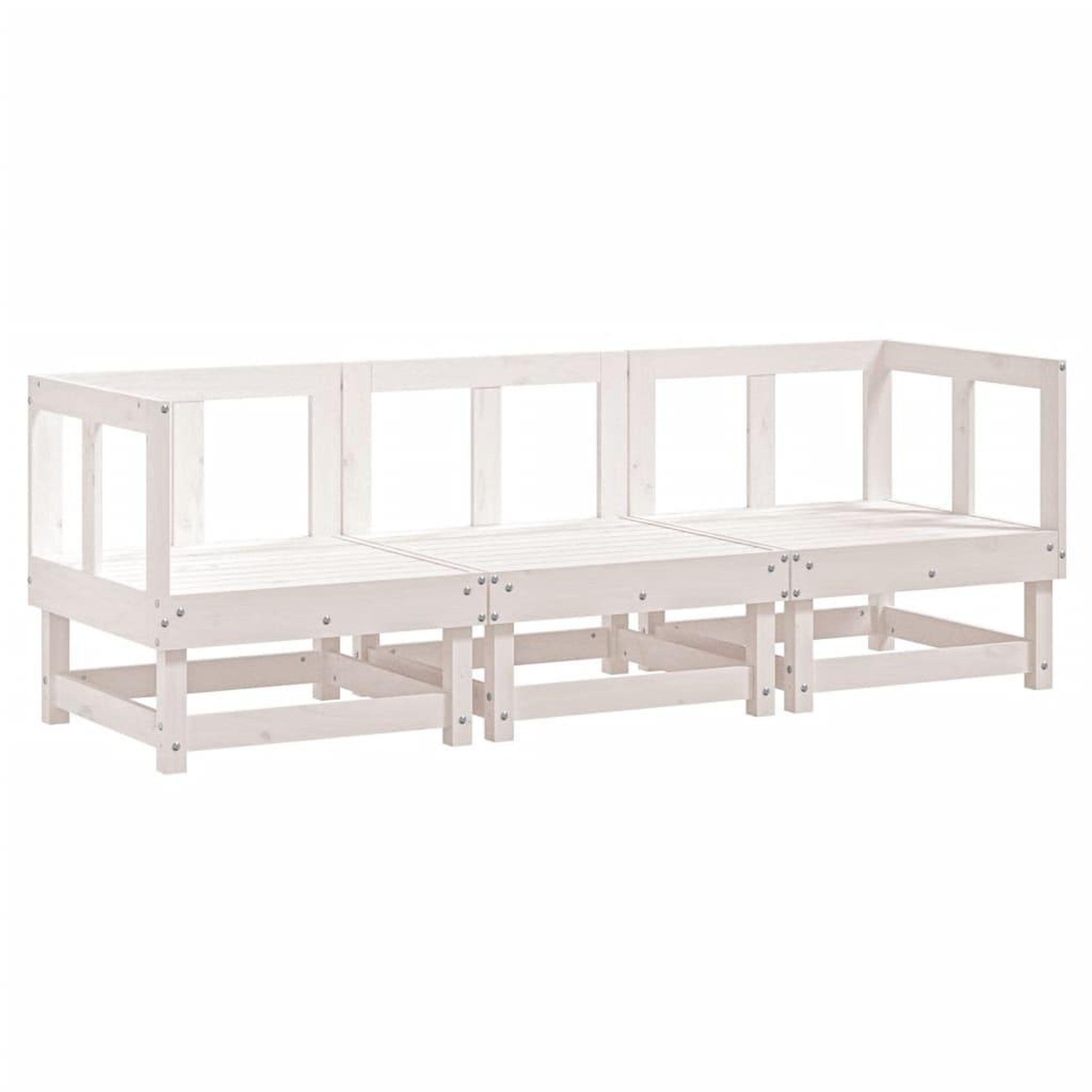 Voir la diapositive 2 : VIDAXL Salon de jardin 3 pcs blanc bois massif de pin