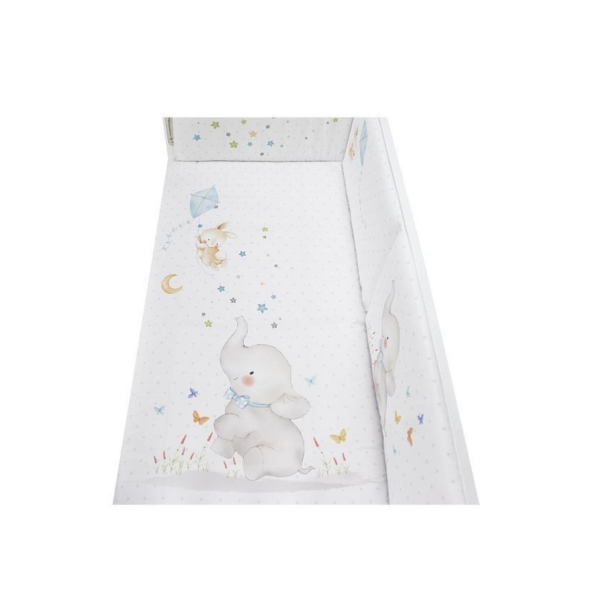 INTERBABY Parure Lit Bébé Amovible Elephant - Bleu