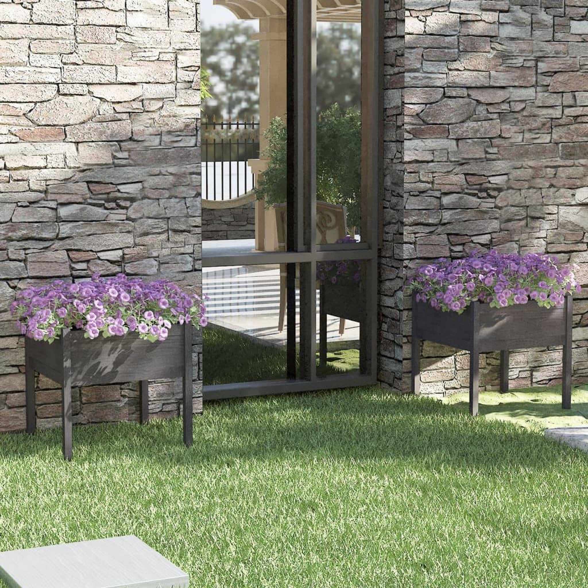 Voir la diapositive 1 : VIDAXL Jardinieres 2 pcs Gris 70x70x70 cm Bois de pin massif