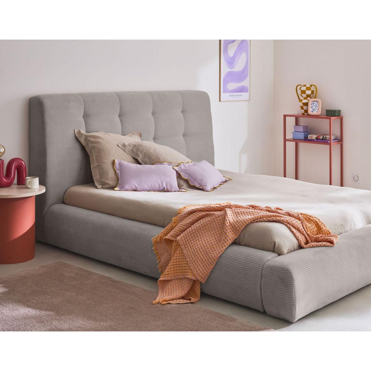 LISA DESIGN Onyx - lit coffre - 180x200 cm - en velours côtelé - sommier inclus