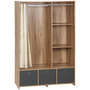 Voir la diapositive 1 : HOMCOM Vestiaire d'entrée - barre de penderie, 3 niches, 3 tiroirs tissu, rideau - panneaux aspect chêne clair polyester gris lin beige