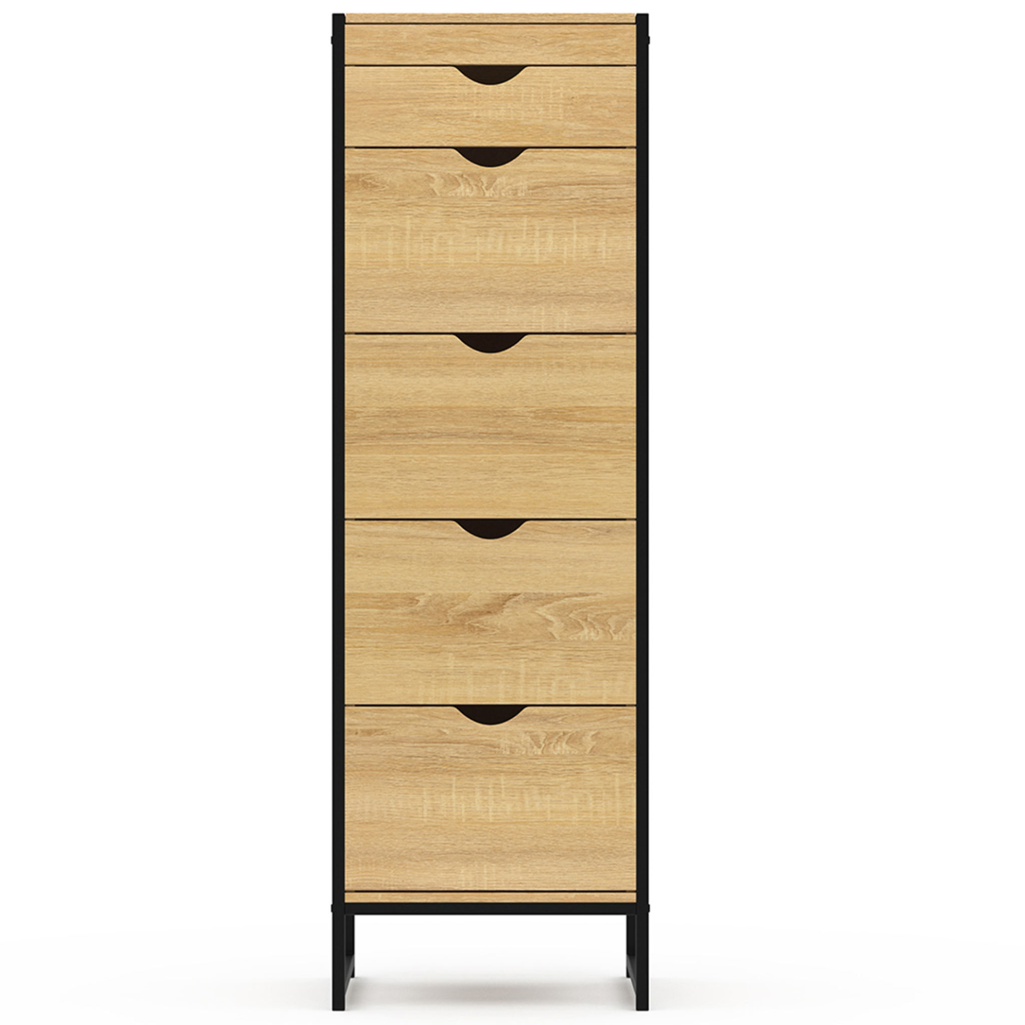 Voir la diapositive 3 : ID MARKET Chiffonnier 5 tiroirs detroit 40x40x125 cm avec miroir meuble d'entrée design industriel
