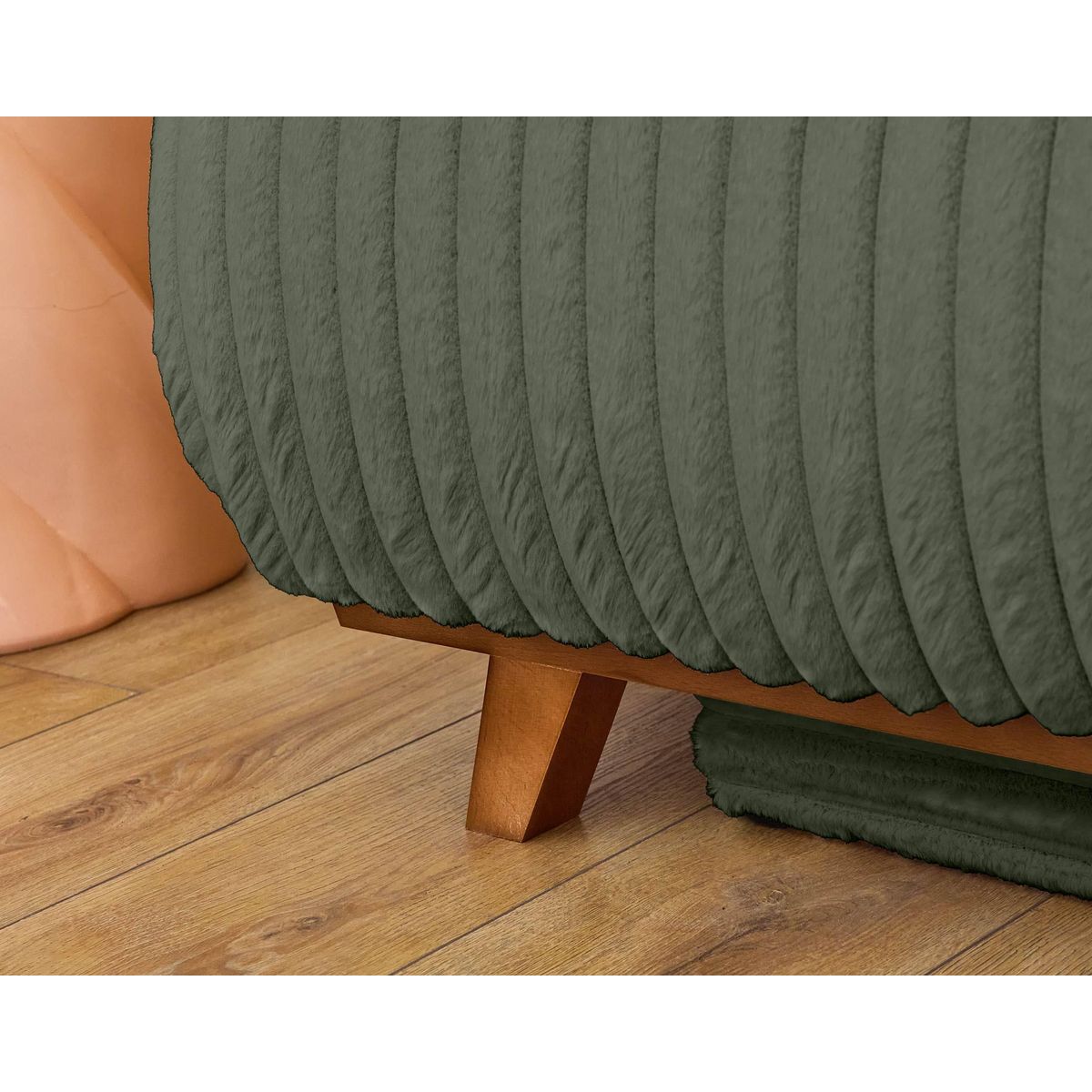 BEST MOBILIER Cristal - canapé 3 places - convertible avec coffre et pouf - en fausse fourrure côtelée