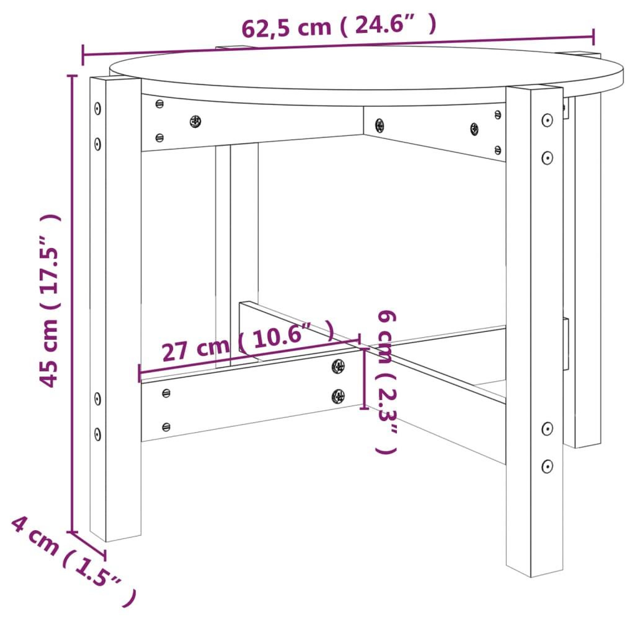Voir la diapositive 6 : VIDAXL Table basse Marron miel Ø 62,5x45 cm Bois massif de pin