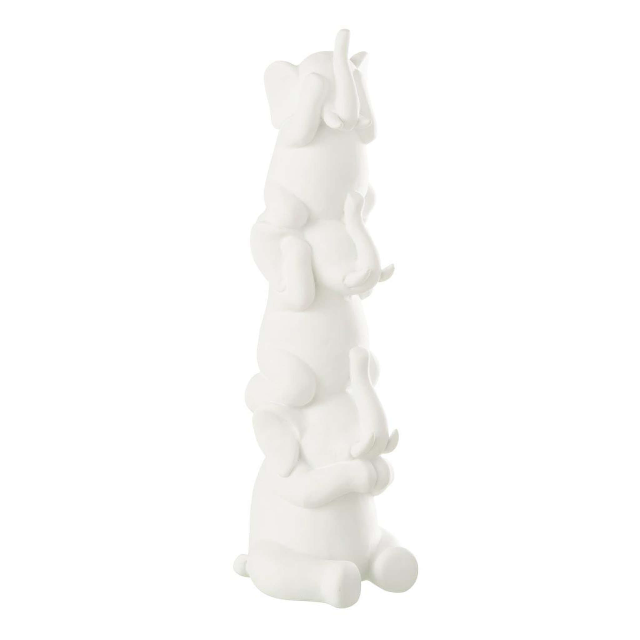 J-LINE Statuette éléphant pyramide  burl  31cm blanc
