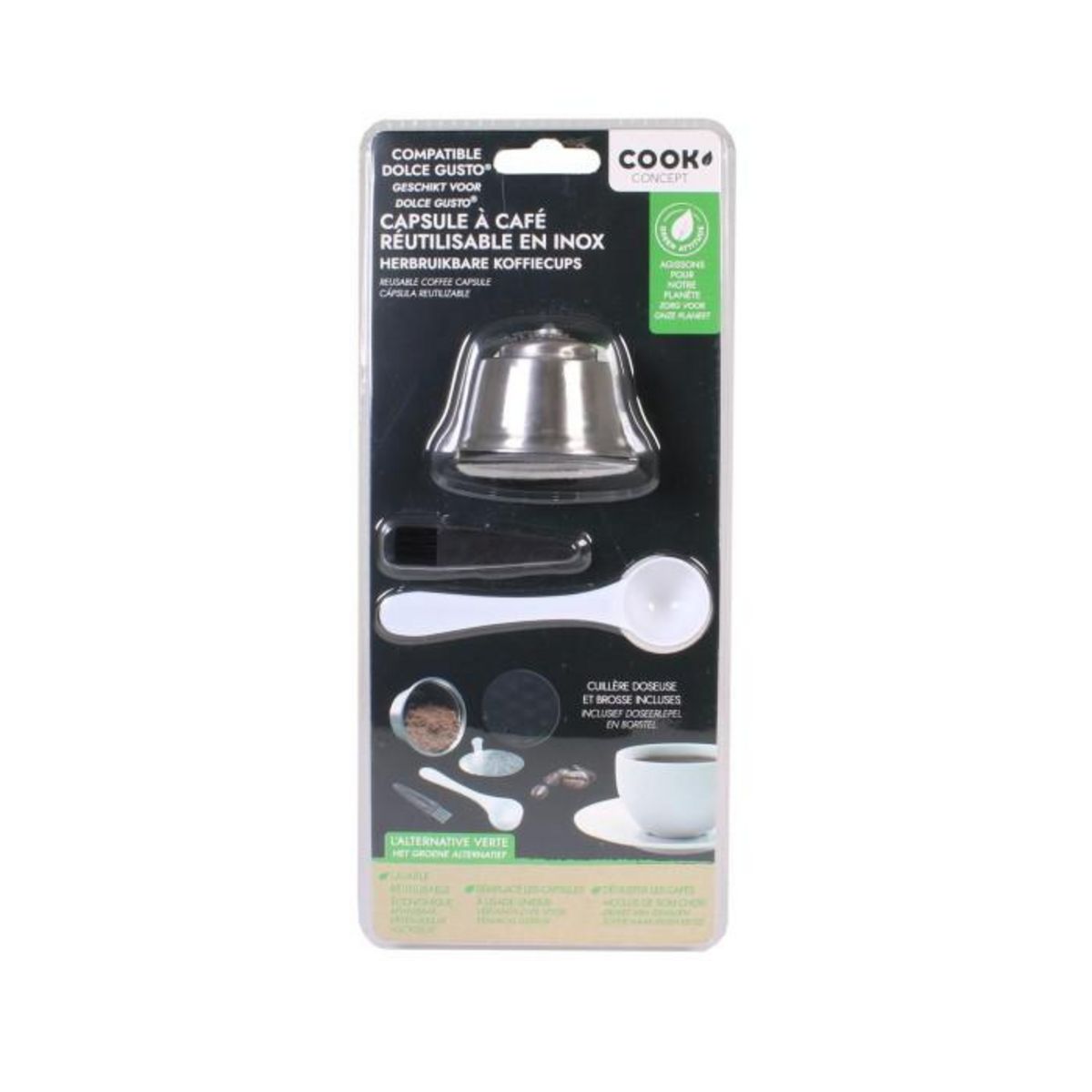 Paris Prix Capsule à Café Inox  Réutilisable  5cm Gris & Blanc