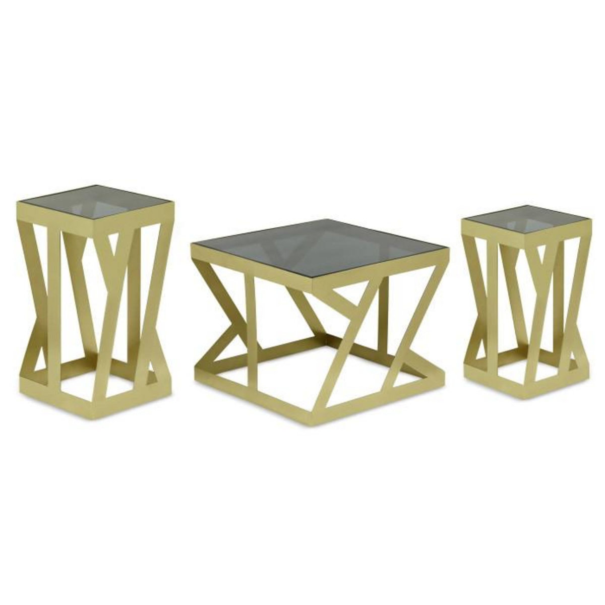 Paris Prix Lot de 3 Tables d'Appoint  Zeli  63cm Or