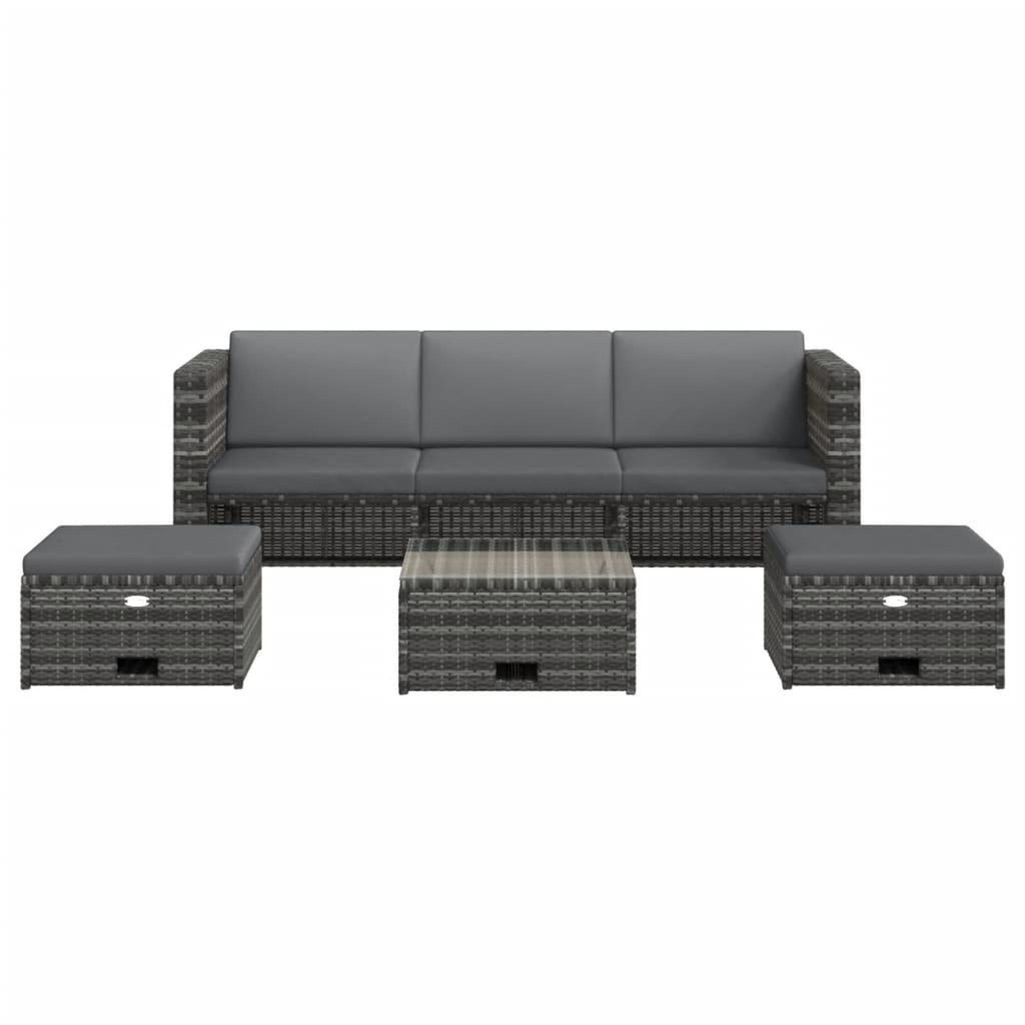 Voir la diapositive 3 : VIDAXL Salon de jardin 4 pcs avec coussins resine tressee gris