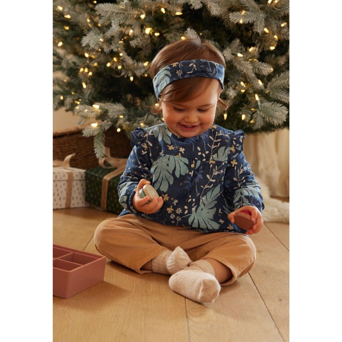 Petit Béguin Ensemble bébé blouse et pantalon avec bandeau Holly Night pas  cher 