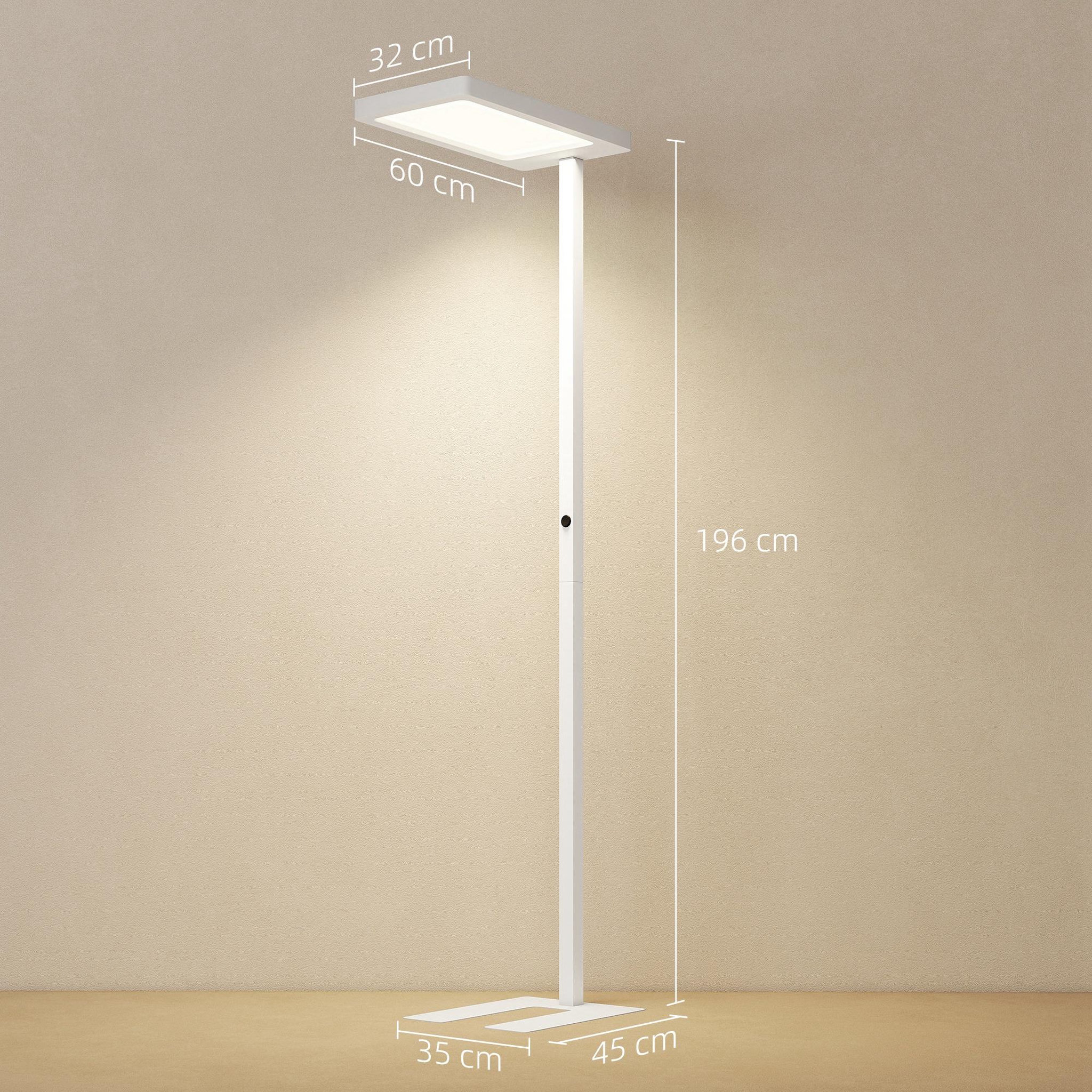 Voir la diapositive 3 : HOMCOM Lampadaire led dimmable sur pied de bureau 1560lm 40w h.196cm spectre complet réglable télécommande blanc