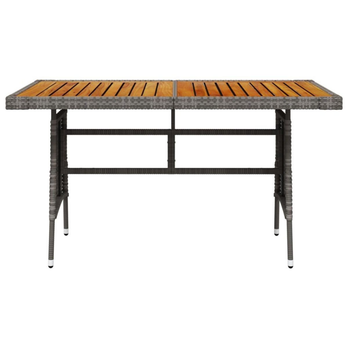 VIDAXL Table de jardin Gris 130x70x72 cm Resine tressee et acacia