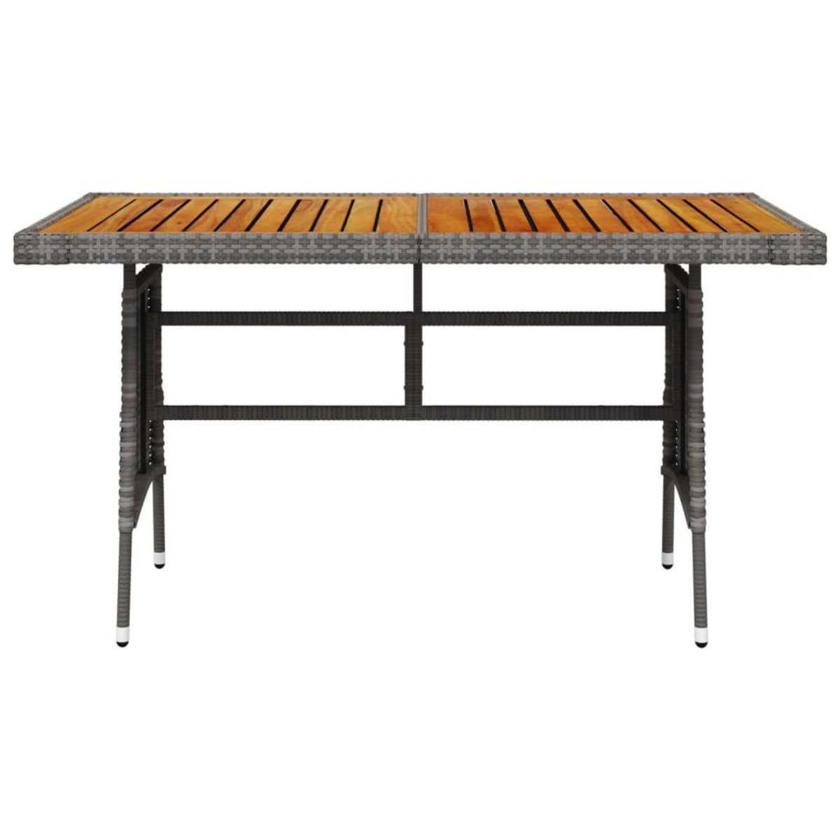 VIDAXL Table de jardin Gris 130x70x72 cm Resine tressee et acacia