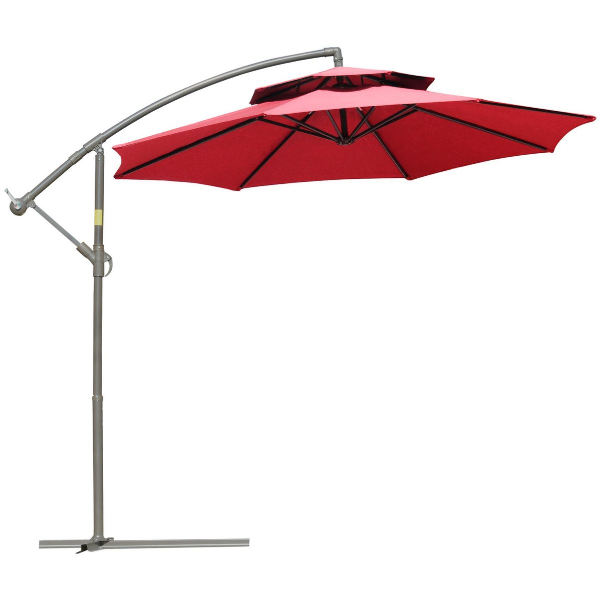 OUTSUNNY Parasol déporté octogonal inclinable manivelle Ø 2,65 x 2,45H m acier époxy polyester rouge