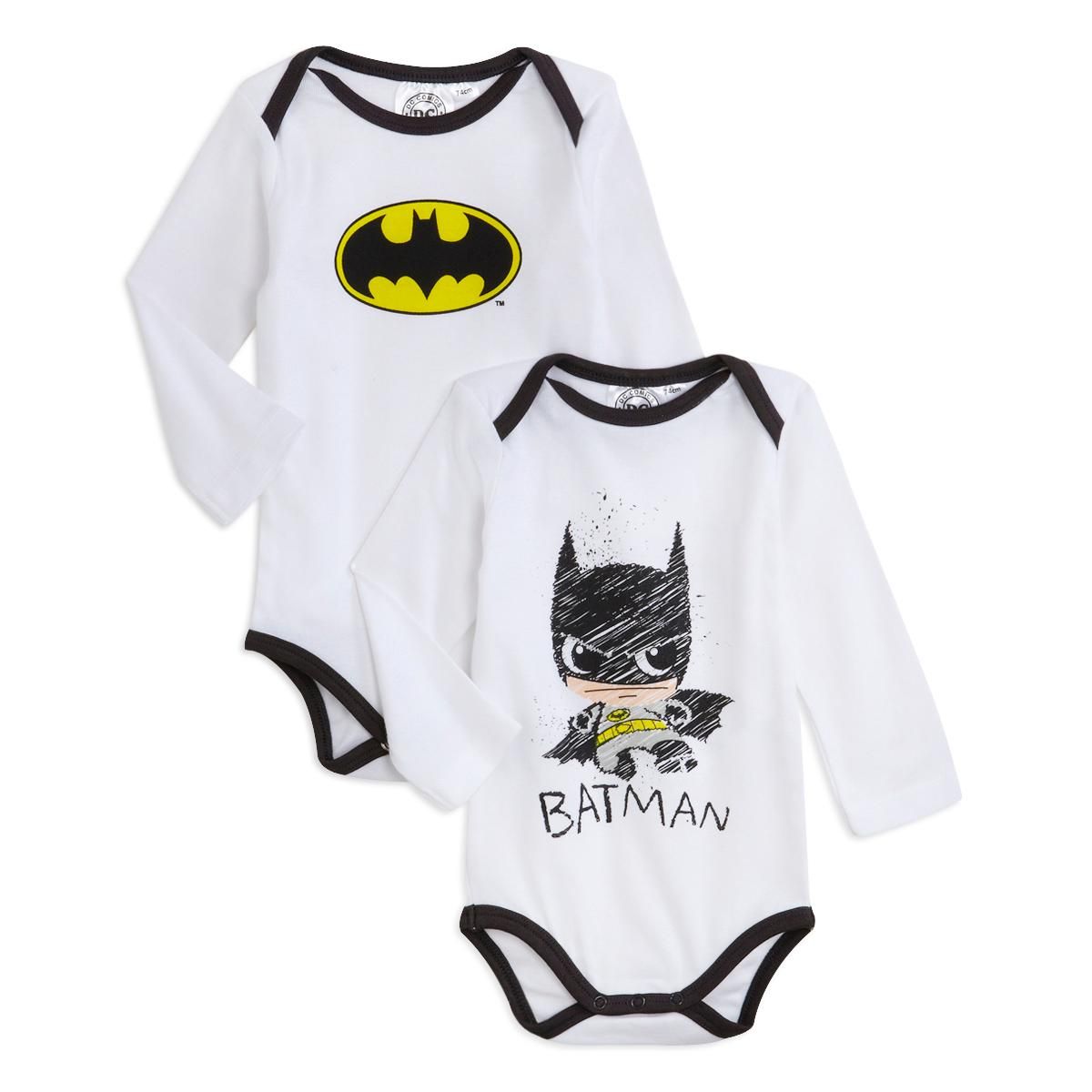 BATMAN Lot de 2 bodies manches longues BATMAN bébé 