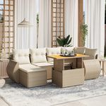 VIDAXL Salon de jardin avec coussins 7 pcs beige resine tressee