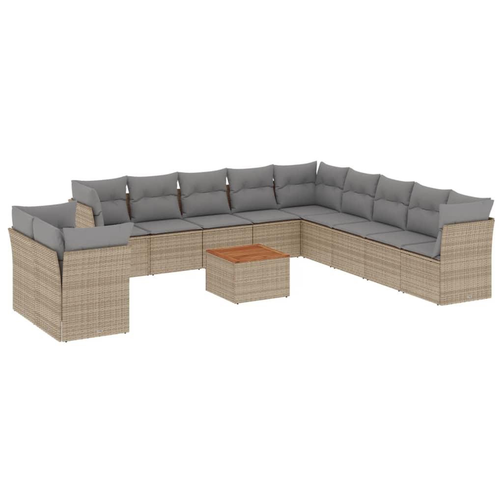 Voir la diapositive 2 : VIDAXL Salon de jardin et coussins 12 pcs melange beige resine tressee