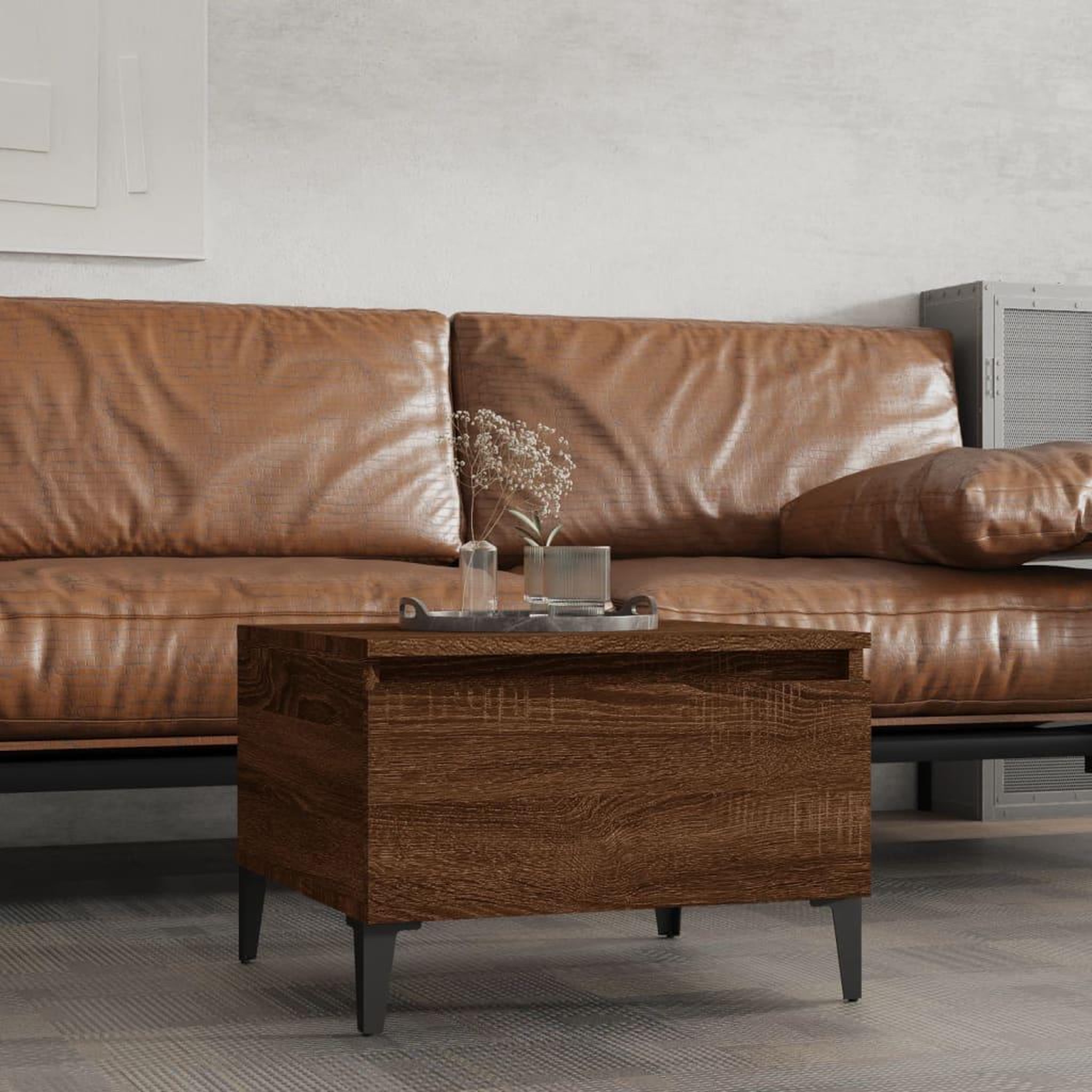 Voir la diapositive 1 : VIDAXL Table d'appoint Chene marron 50x46x35 cm Bois d'ingenierie