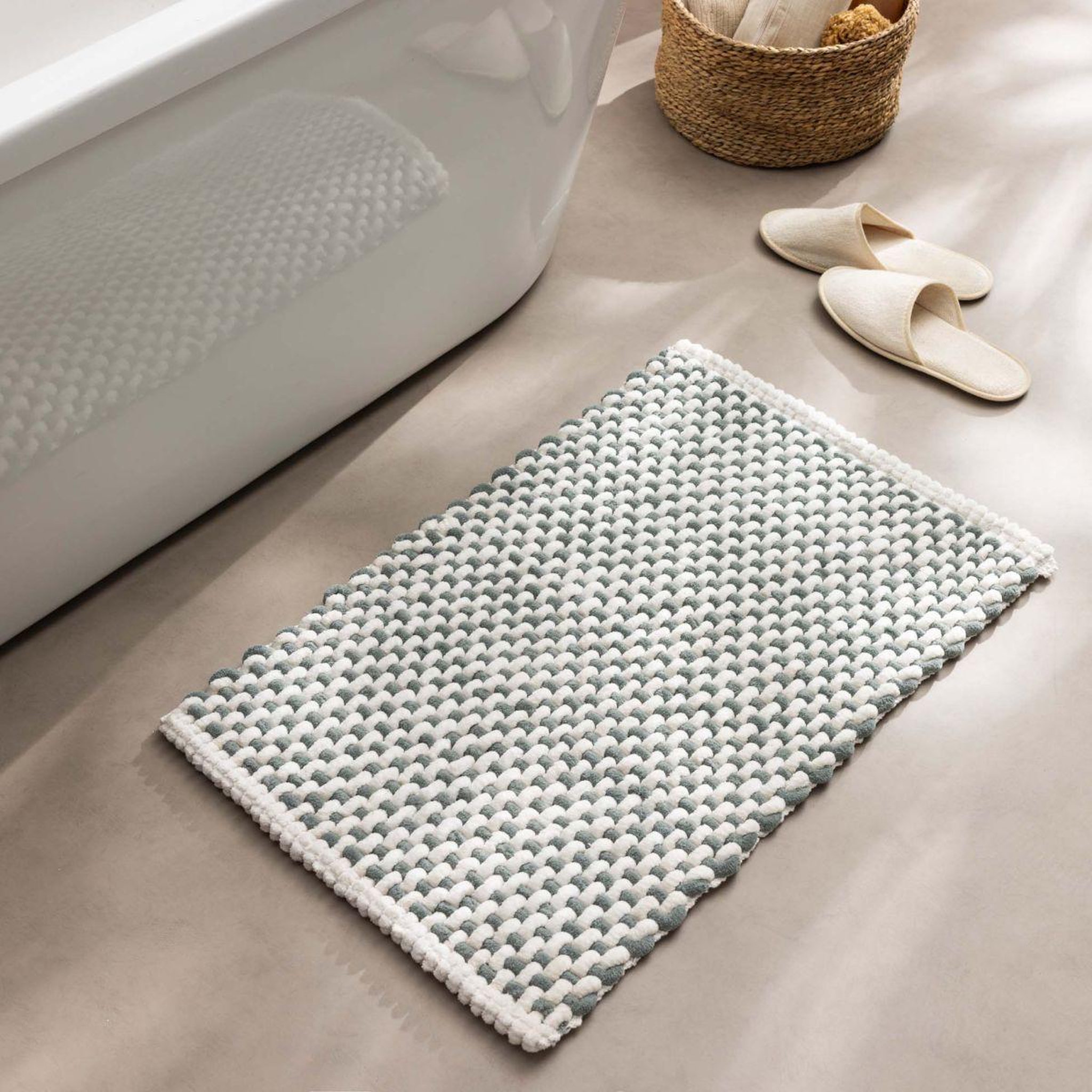 Voir la diapositive 5 : Douceur d'Intérieur Tapis de bain en chenille  rafael  50x80cm vert cèdre