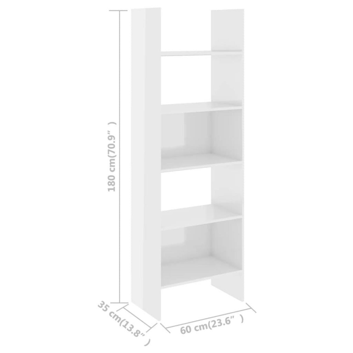 VIDAXL Bibliotheque Blanc brillant 60x35x180 cm Bois d'ingenierie