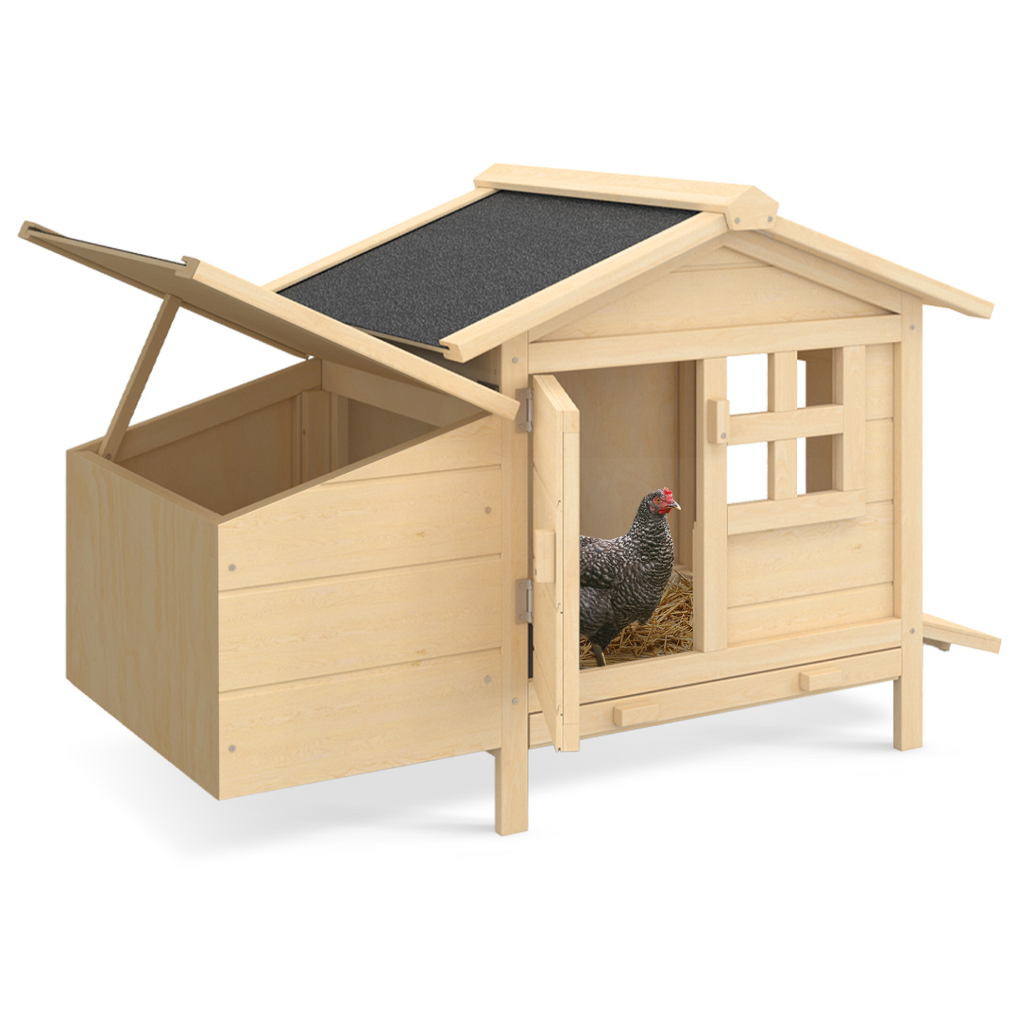 ID MARKET Poulailler clapier en bois sur pilotis avec pondoir et tiroir à déjections 2 poules
