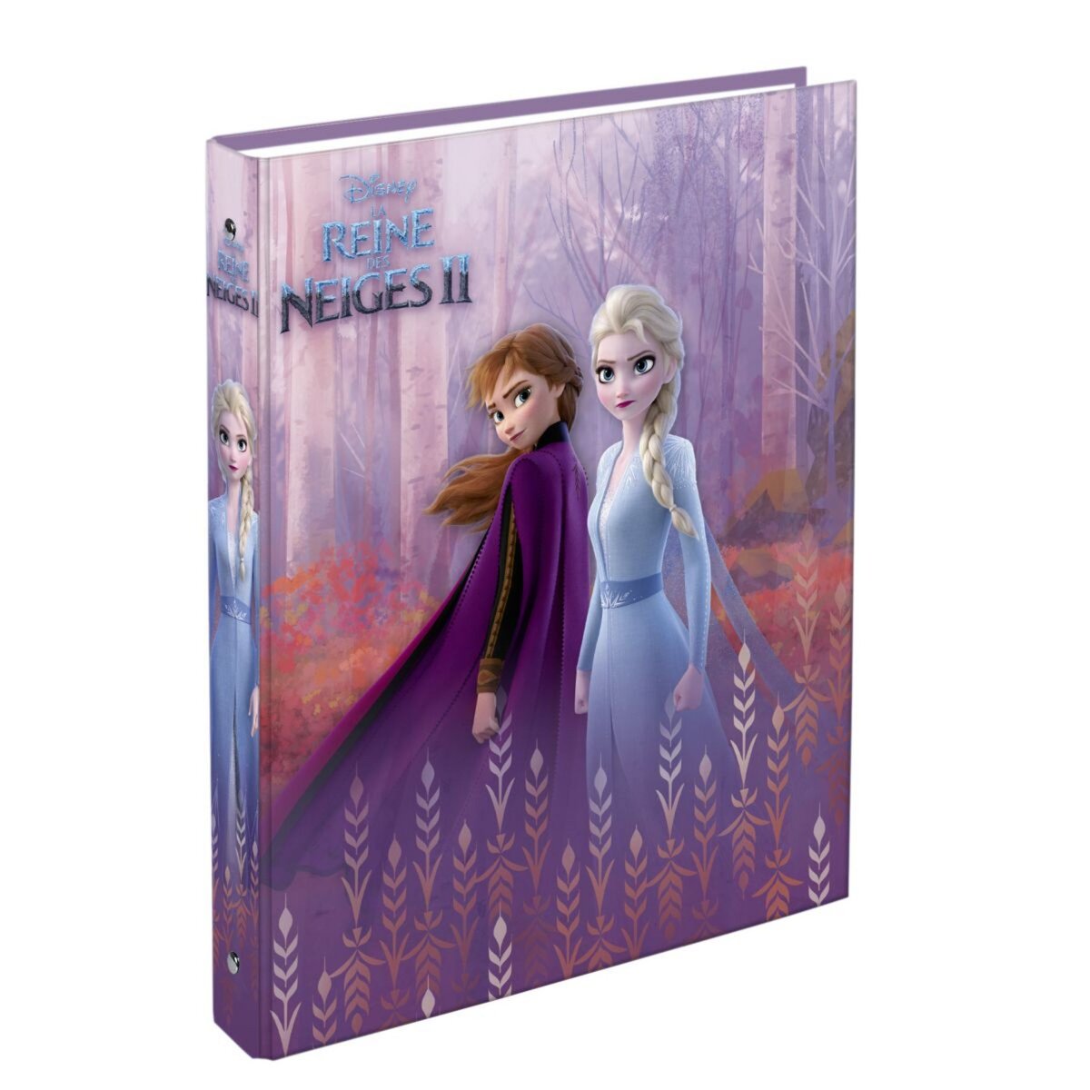 DISNEY Classeur A4 rigide Reine des Neiges Elsa et Anna forêt fond violet  pas cher 
