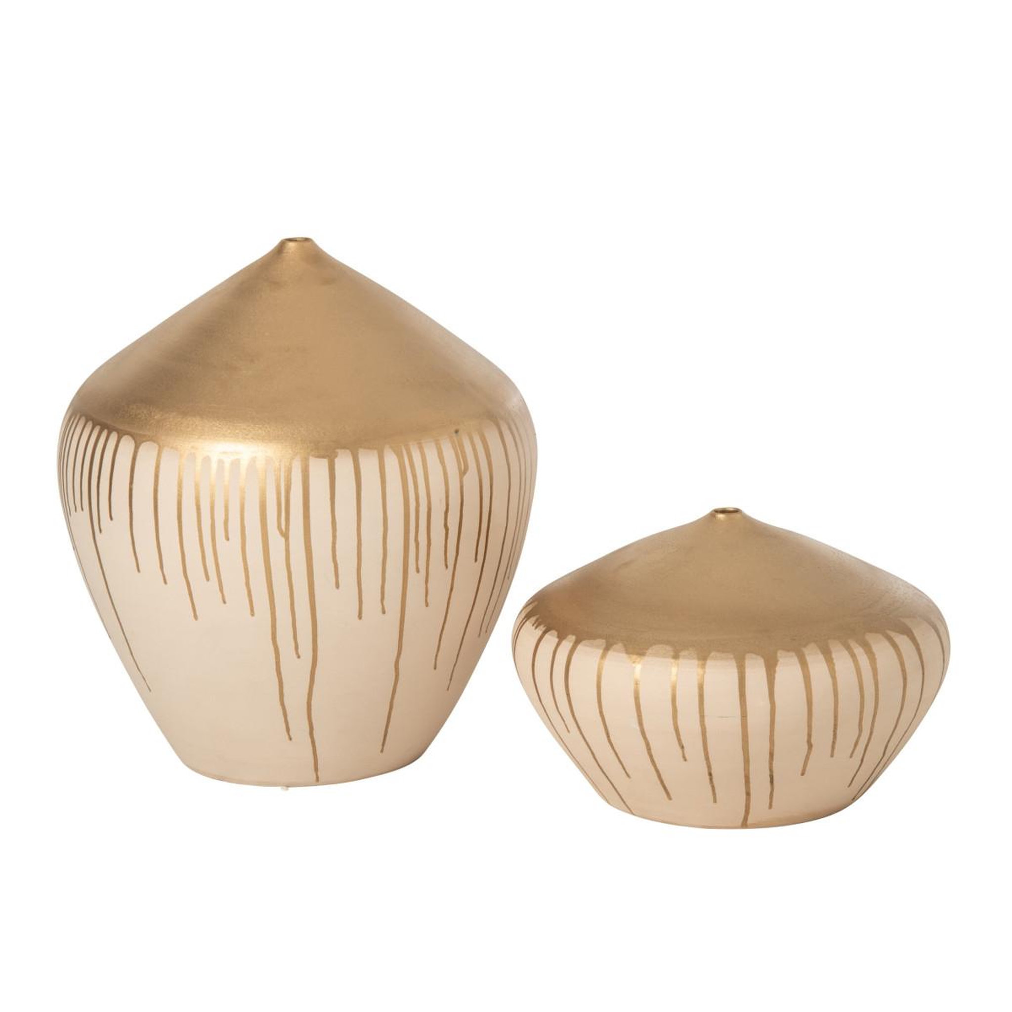 Voir la diapositive 2 : J-LINE Vase en céramique  sahara  45cm beige & doré