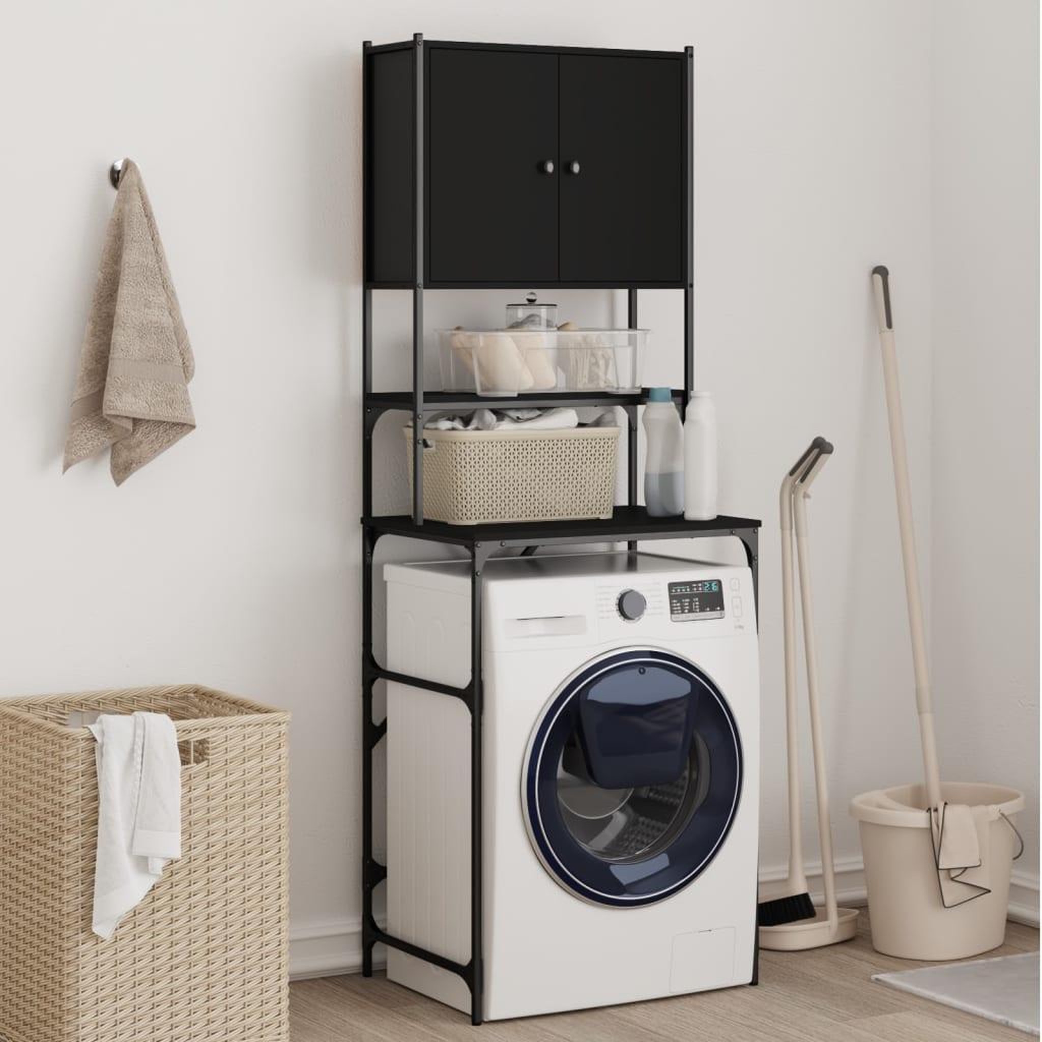 VIDAXL Armoire de machine a laver noir 68x48,5x194 cm