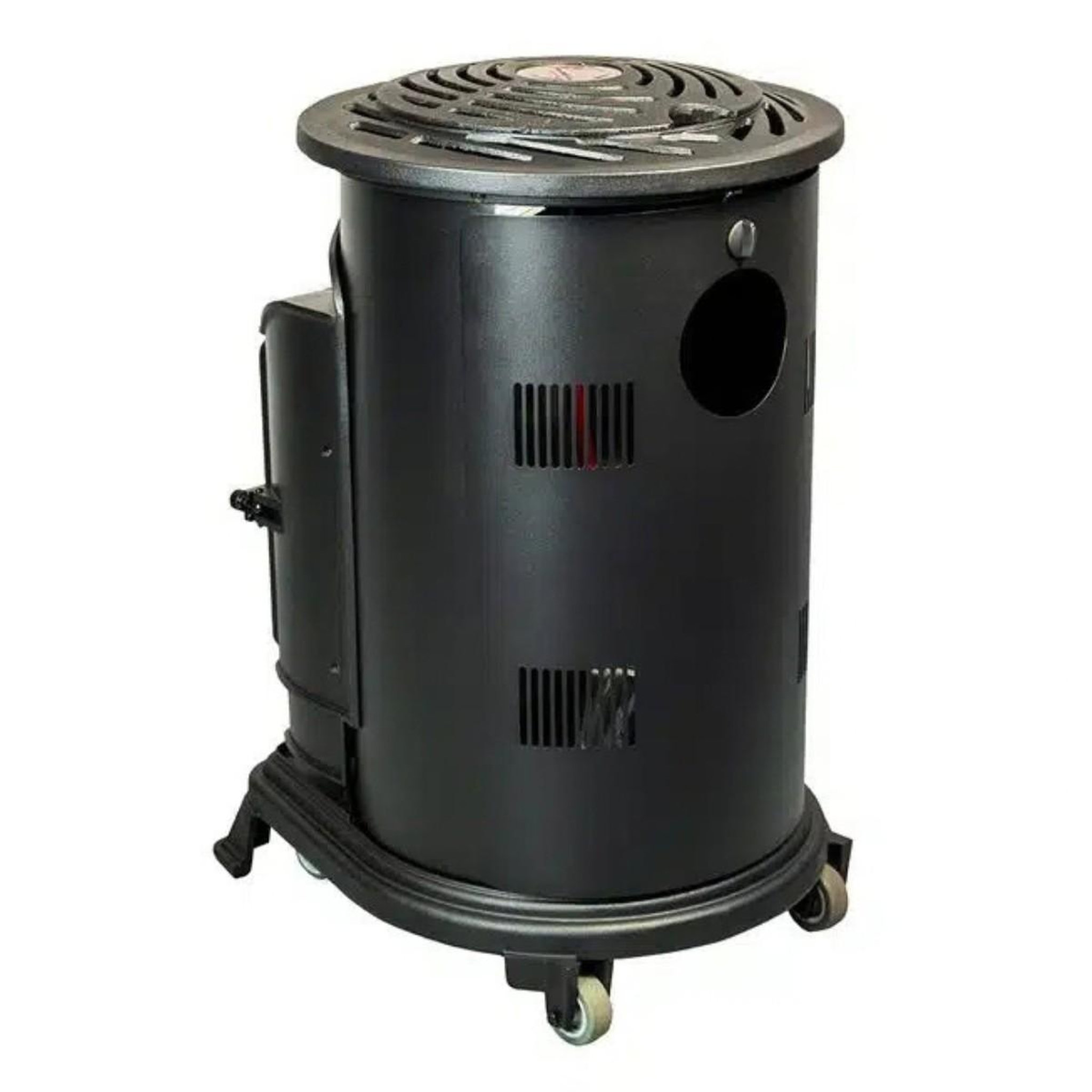 Voir la diapositive 4 : SAHARA Poêle à Gaz Provence Hybride 6kW Chauffage Electrique & Gaz Butane Fonte Noir Mat Effet feu de bois Sahara