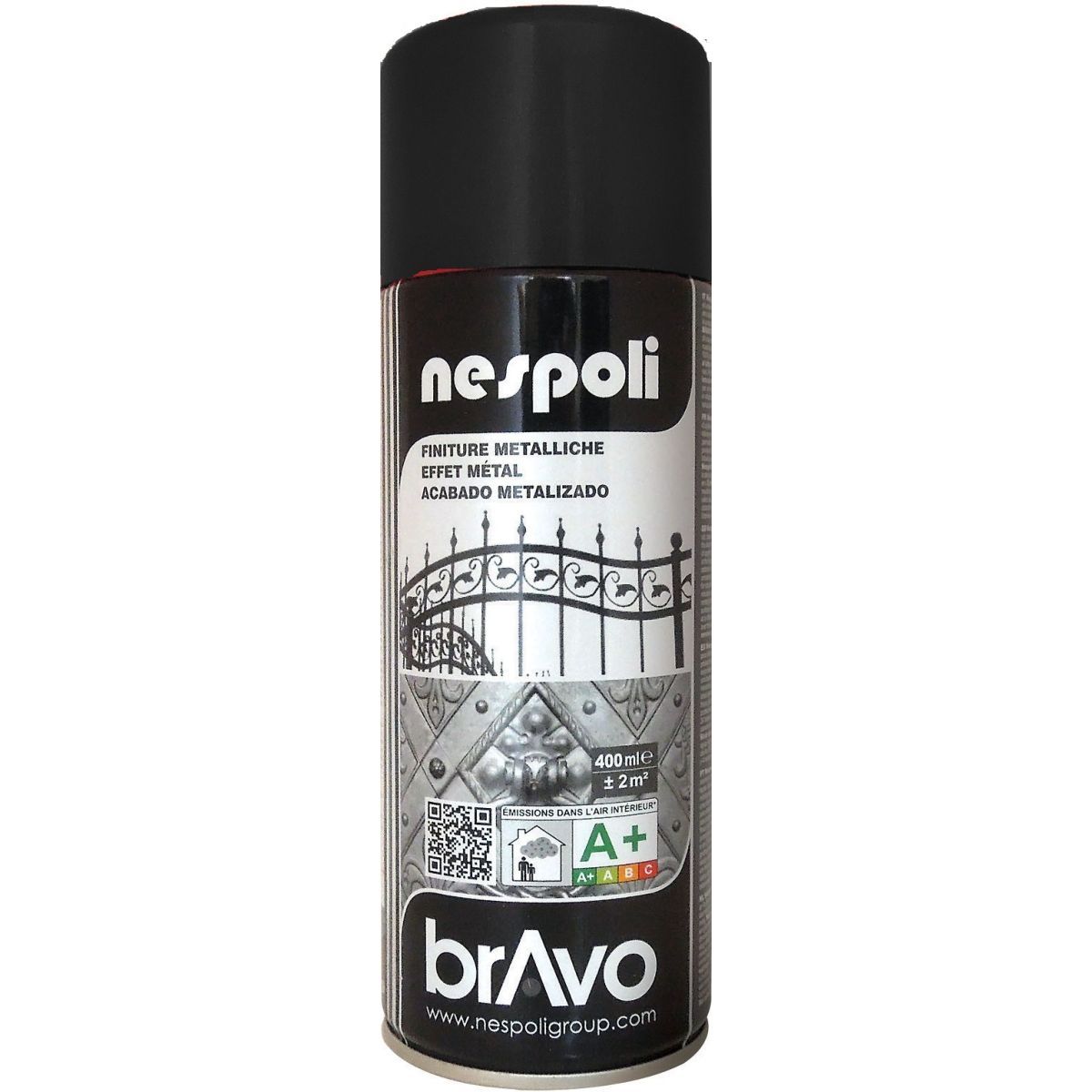 Nespoli Aérosol peinture professionnelle effet métallisé noir