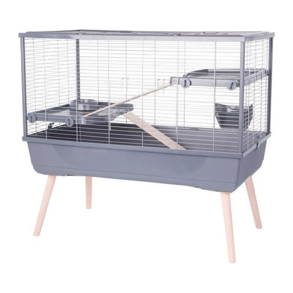 Zolux Cage rongeur surélevée - Zolux - Néolife - 2 étages pour lapin - 99 x 54 x 92 cm - Gris