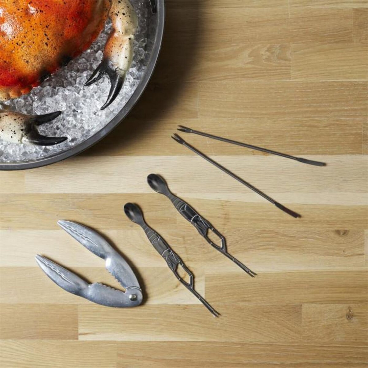 Paris Prix Coffret d'Ustensiles Crustacés  5 Pièces  20cm Gris