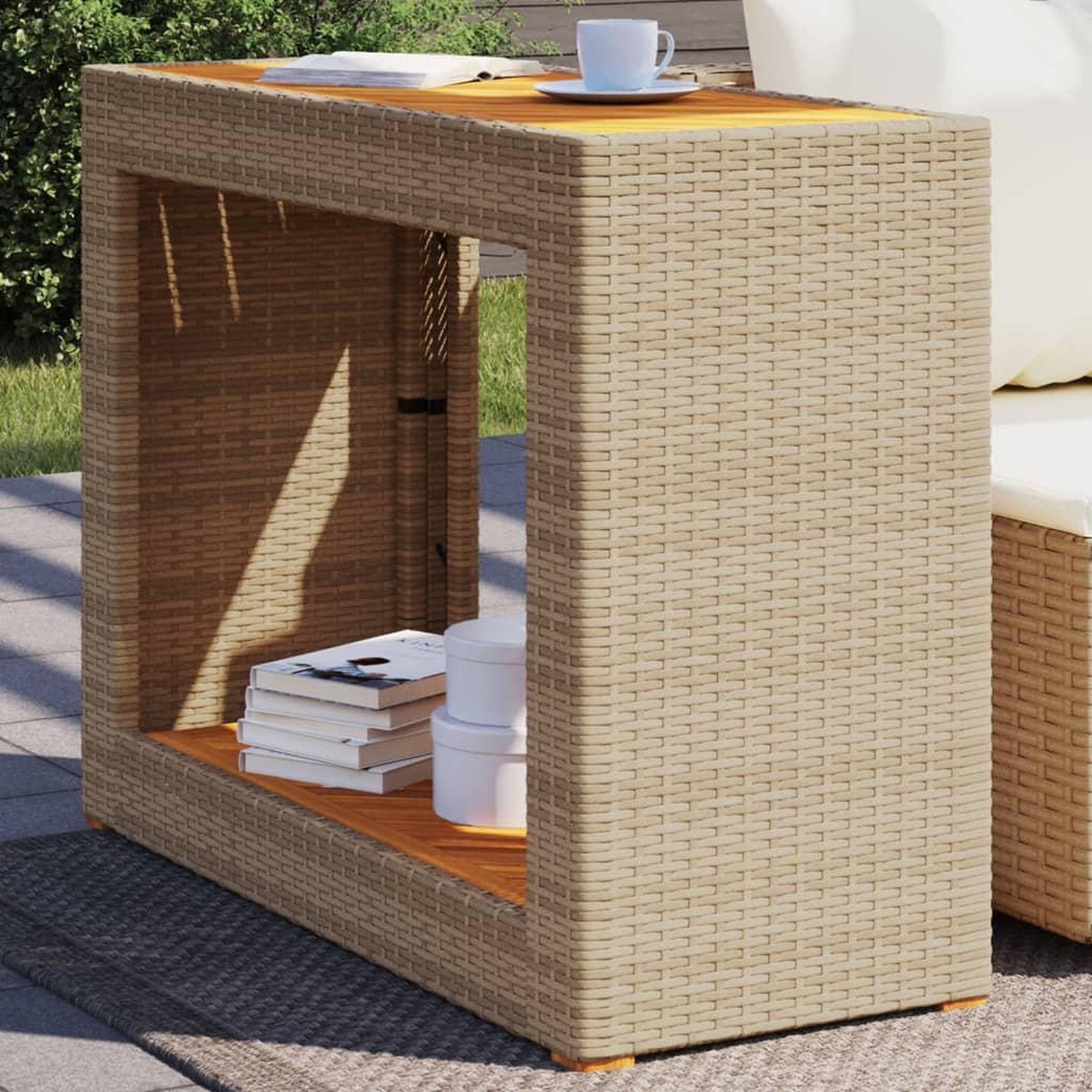 VIDAXL Table d'appoint de jardin dessus en bois beige 100x40x75 cm