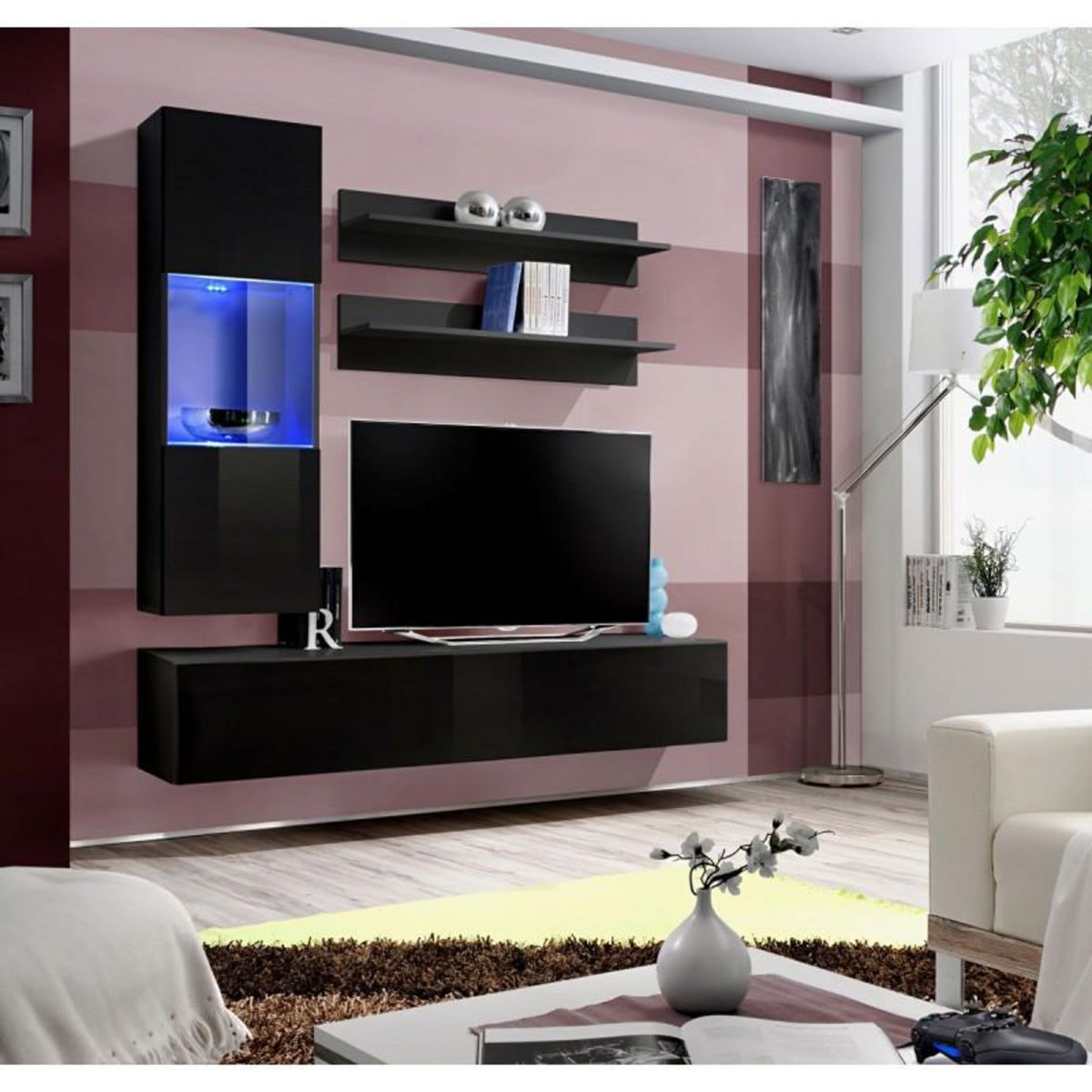 Paris Prix Meuble TV Mural Design  Fly III  170cm Noir