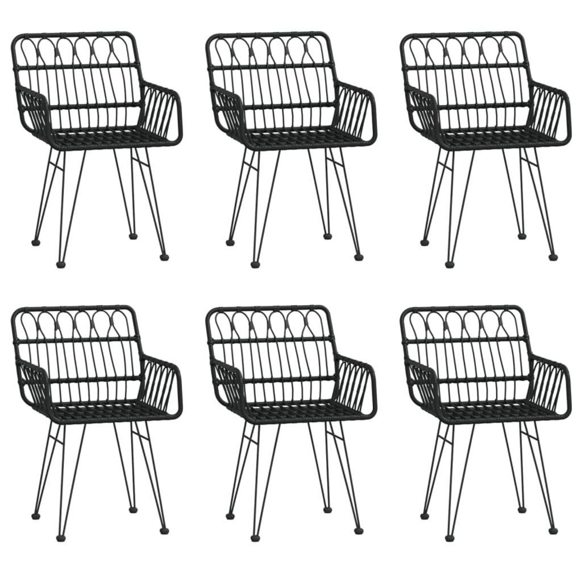 VIDAXL Ensemble a manger de jardin 7 pcs Noir Resine tressee