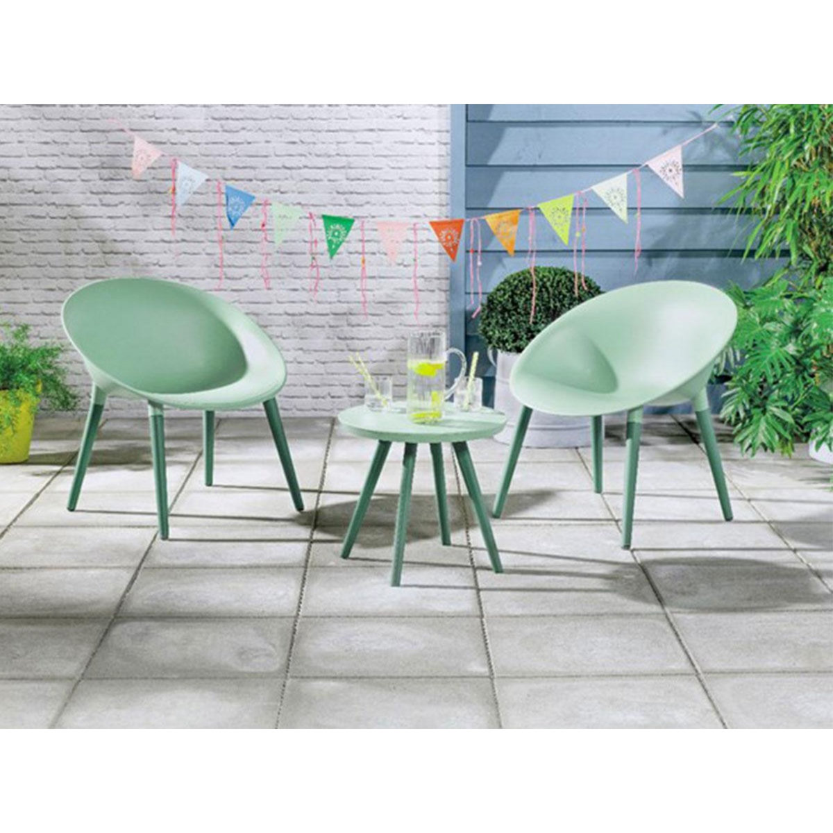 JARDIDECO Salon de jardin en plastique Marbella vert - Jardideco