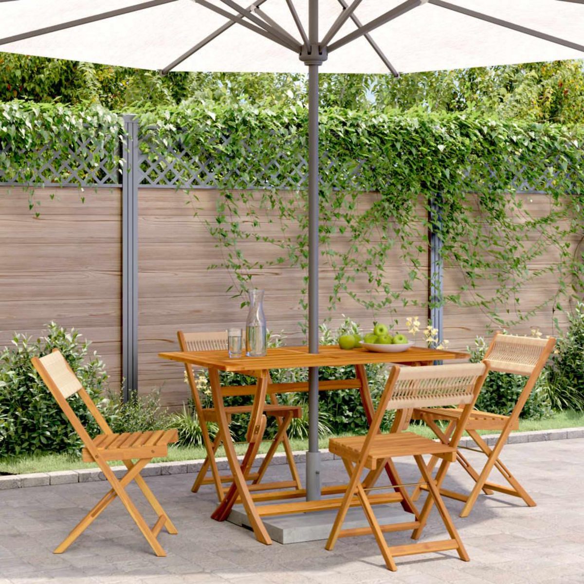 VIDAXL Chaises de jardin pliantes lot de 4 beige bois d'acacia massif