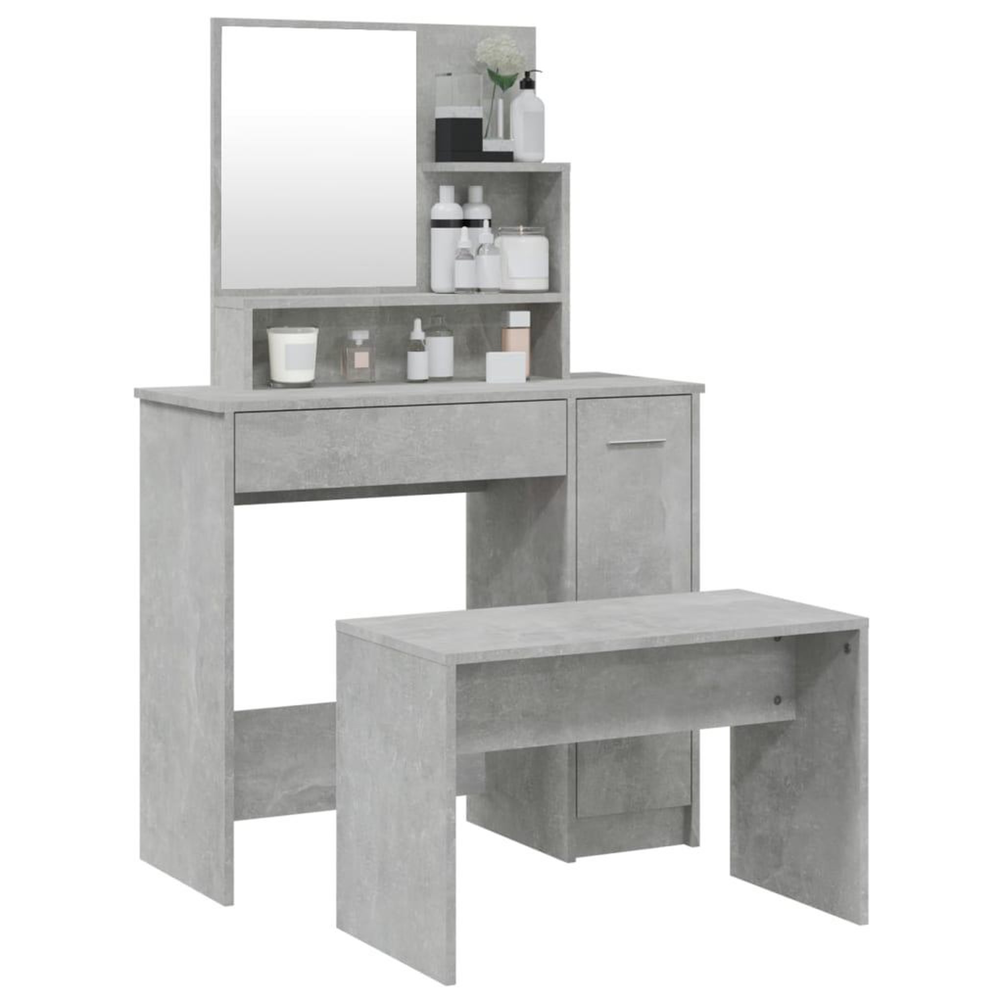 Voir la diapositive 3 : VIDAXL Ensemble de coiffeuse Gris beton 86,5x35x136 cm