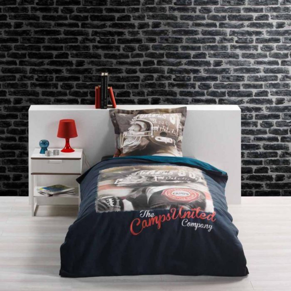 Paris Prix Parure de Lit 2 Pièces  Camps Football  140x200cm Bleu