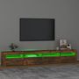 Voir la diapositive 4 : VIDAXL Meuble TV avec lumieres LED Chene fume 240x35x40 cm