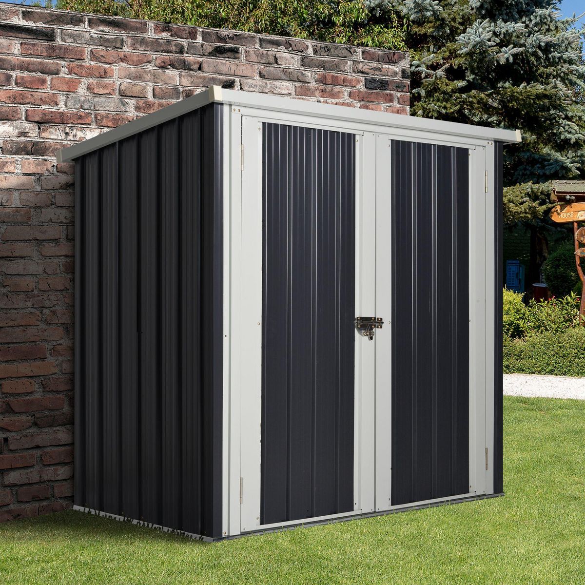 OUTSUNNY Abri de jardin - remise pour outils - abri vélo - abri poubelle - 2 portes verrouillables - dim. 147L x 86l x 134H cm - tôle d'acier noir blanc