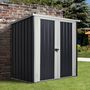 Voir la diapositive 2 : OUTSUNNY Abri de jardin - remise pour outils - abri vélo - abri poubelle - 2 portes verrouillables - dim. 147L x 86l x 134H cm - tôle d'acier noir blanc