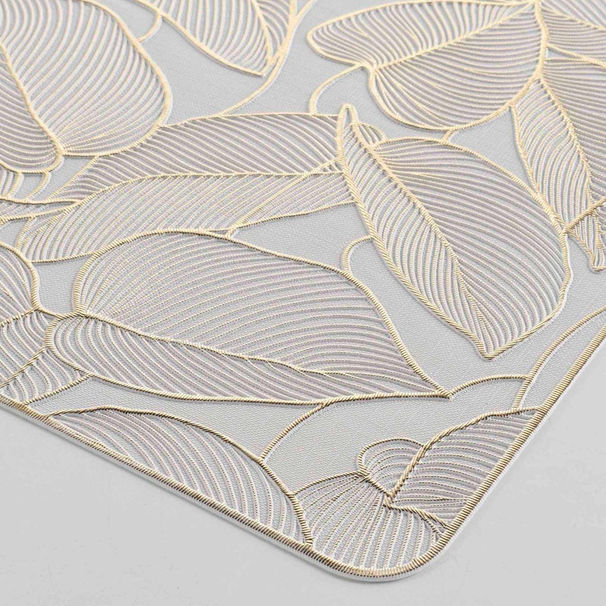 Voir la diapositive 3 : Douceur d'Intérieur Set de table métallisé  folis  30x45cm blanc & or