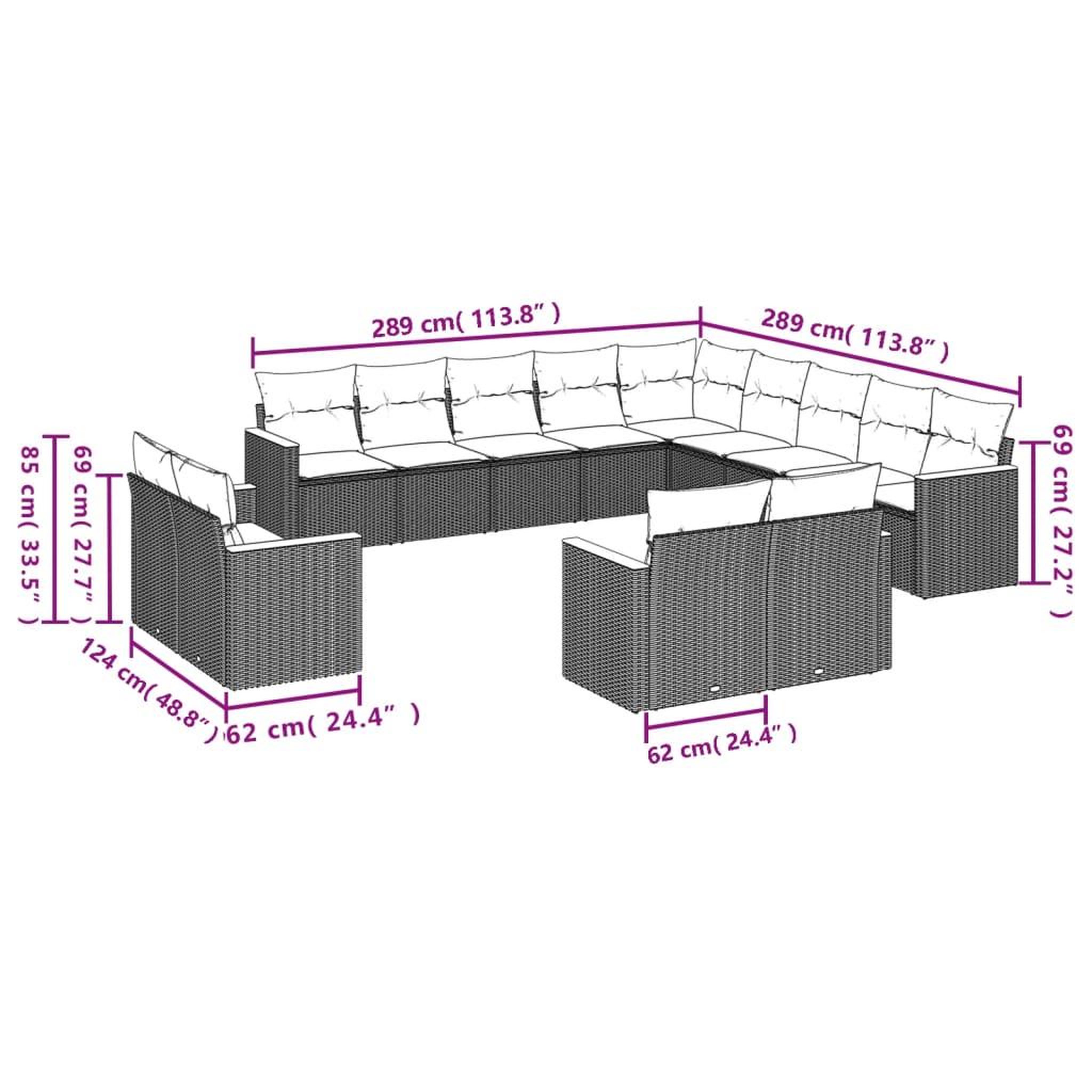 Voir la diapositive 6 : VIDAXL Salon de jardin avec coussins 13 pcs noir resine tressee